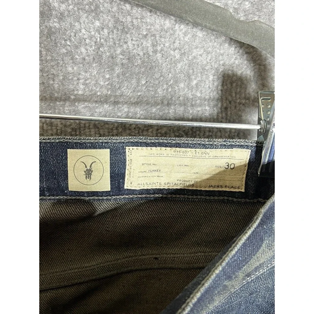 AllSaints Spitalfields Straight‎ Leg Jeans Mens Size 30x30 Button Fly Dingy Blue
